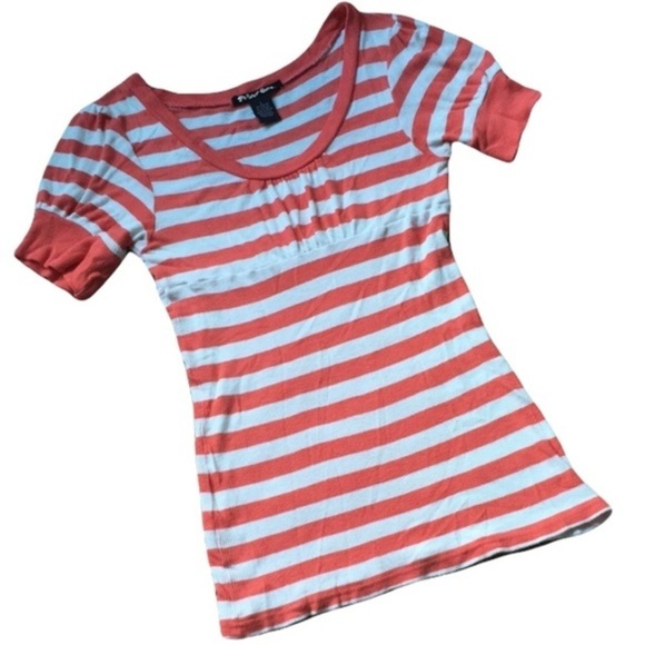 Planet Gold Tops - Planet Gold Stripes Summer T-Shirt Size L